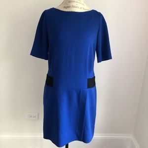 Eliza J Drop Waist Elbow Sleeve Color Block Dress
